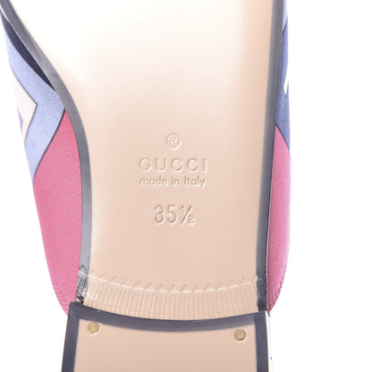 Gucci Satin GG Wallpaper Womens Princetown Slippers 35.5 Pink Flamboyant Blue Black 8 of 9