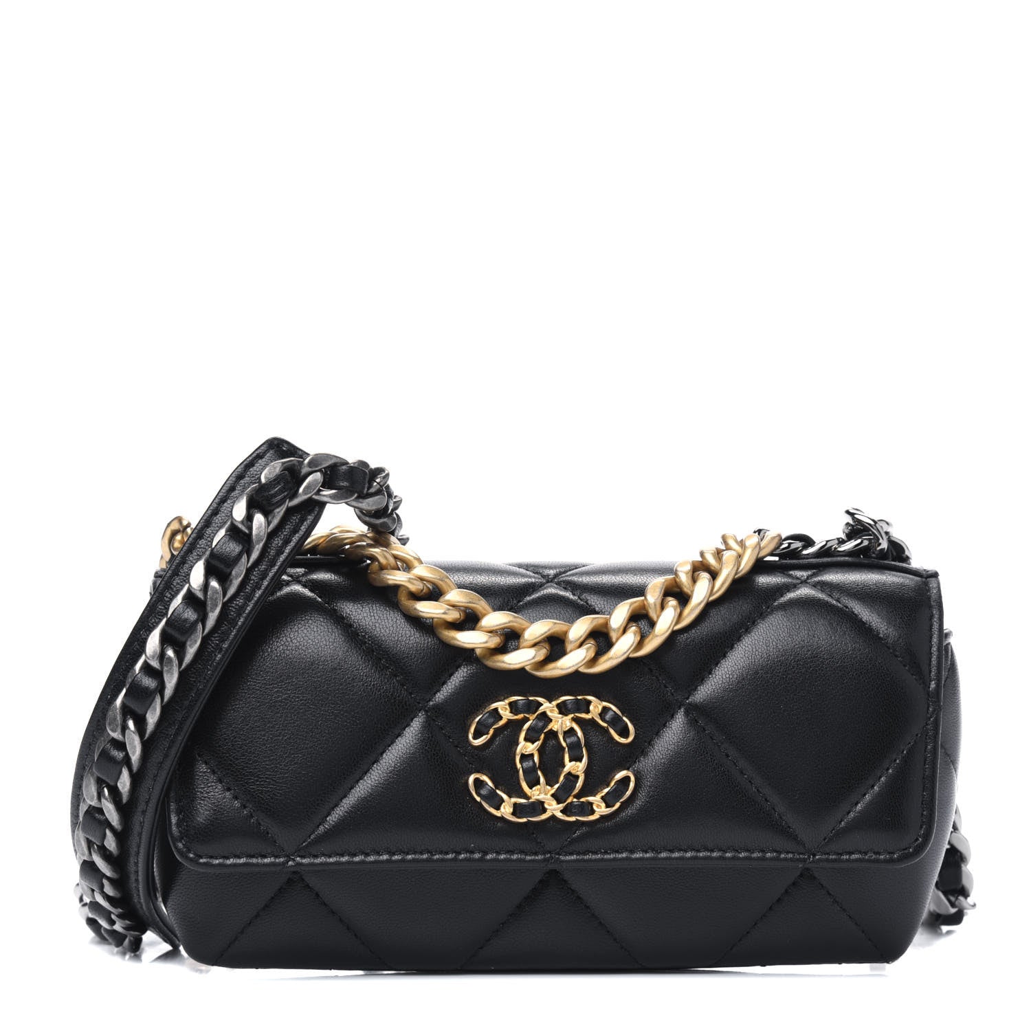Chanel Goatskin Quilted Chanel 19 Glasses Case With Chain Black 1 of 3