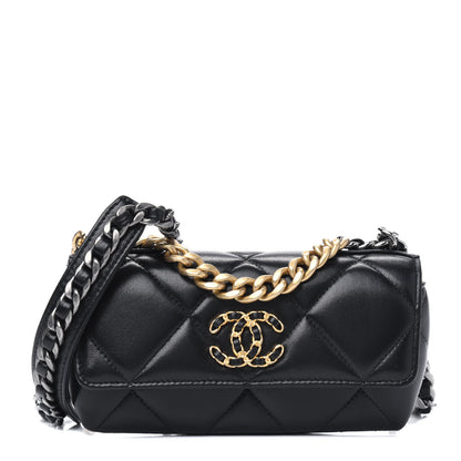 Chanel Goatskin Quilted Chanel 19 Glasses Case With Chain Black 1 of 3