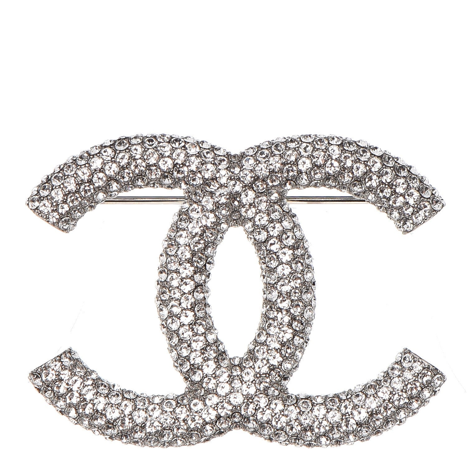 Chanel Crystal Large CC Brooch Silver 1 of 5