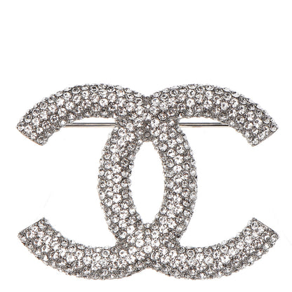 Chanel Crystal Large CC Brooch Silver 1 of 5