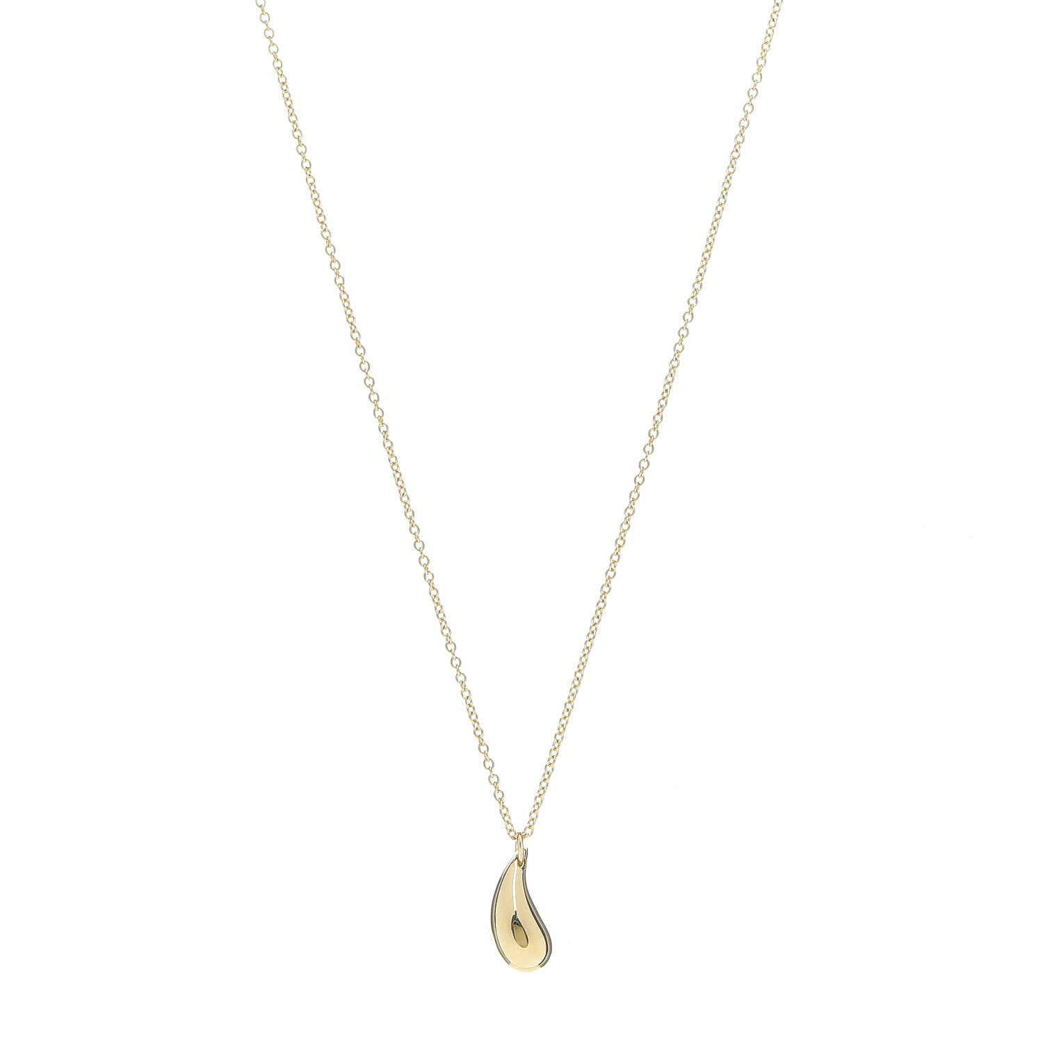 Tiffany 18K Yellow Gold 12mm Elsa Peretti Teardrop Pendant Necklace 2 of 7