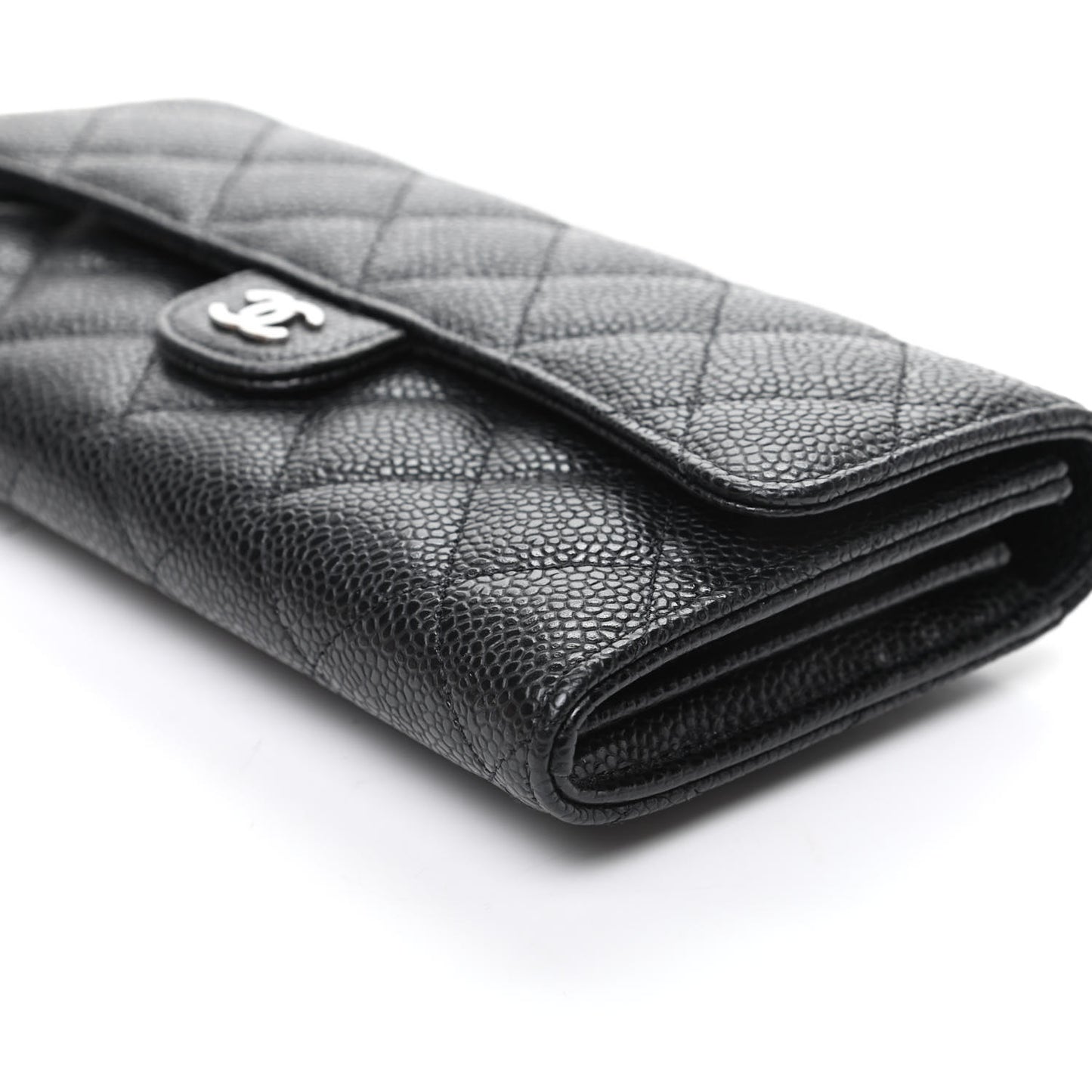 Caviar Quilted Large Flap Wallet Black