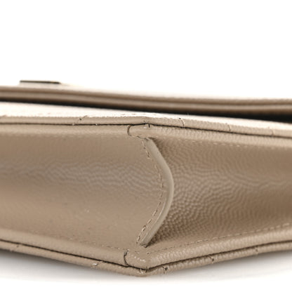 Saint Laurent Grain De Poudre Matelasse Chevron Monogram Envelope Chain Wallet Dusty Grey 10 of 10