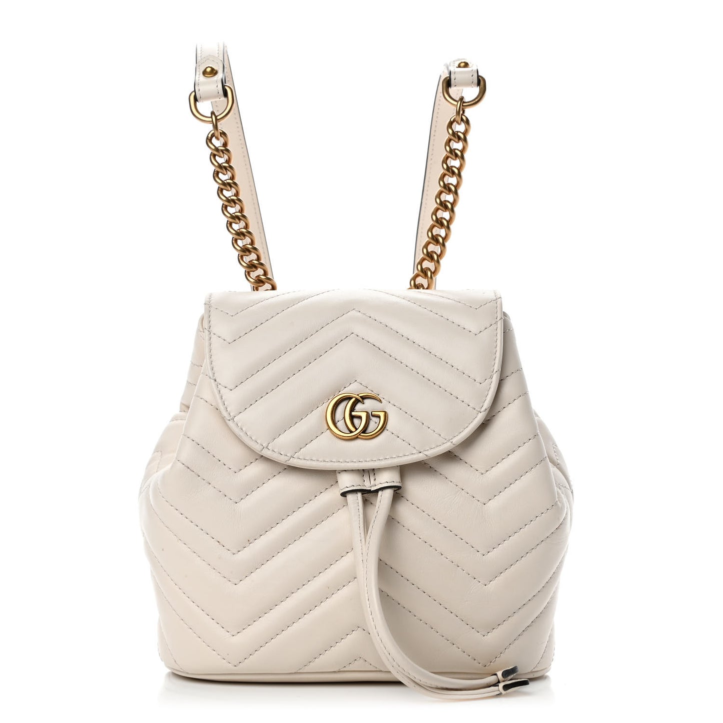 Calfskin Matelasse GG Marmont Flap Backpack White
