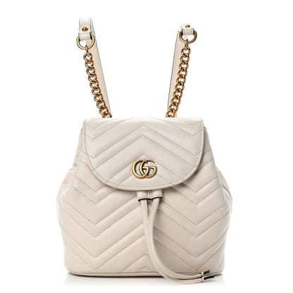 Gucci Calfskin Matelasse GG Marmont Flap Backpack White 1 of 6