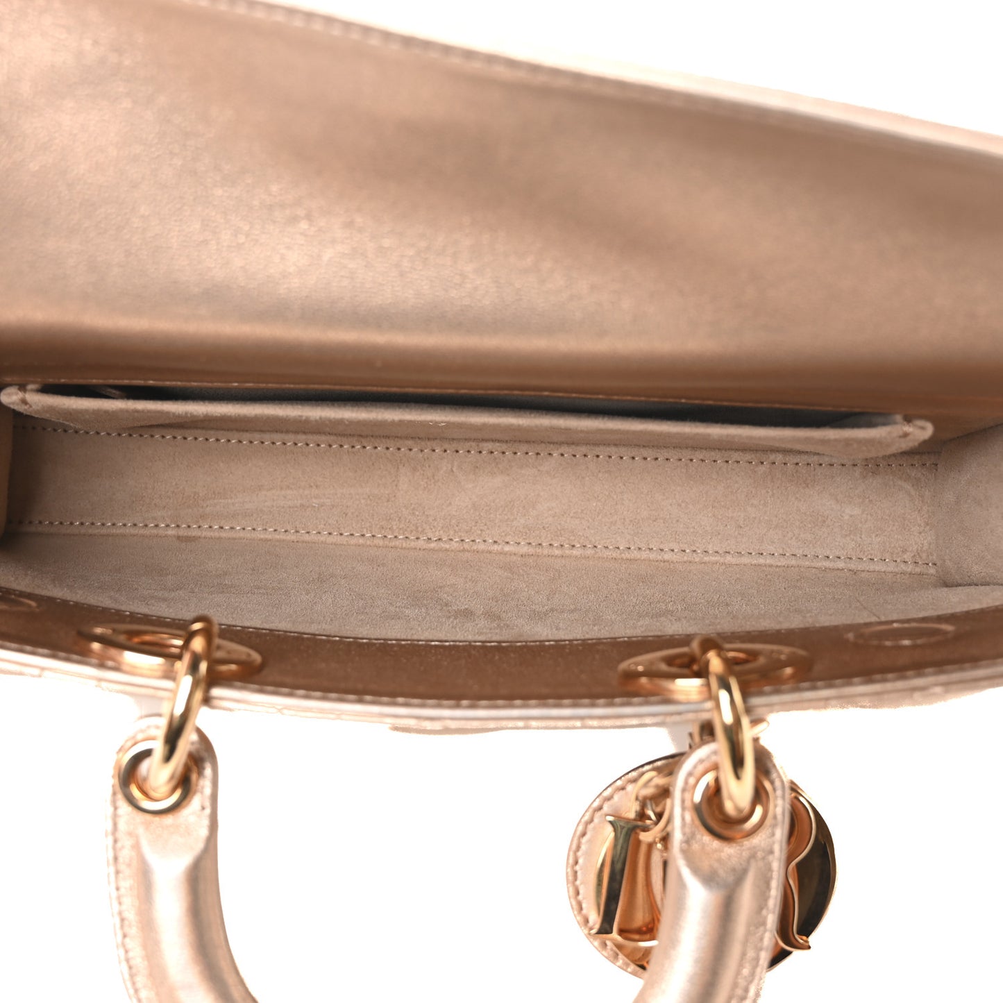 Metallic Lambskin Cannage Medium Lady D-Joy Pink
