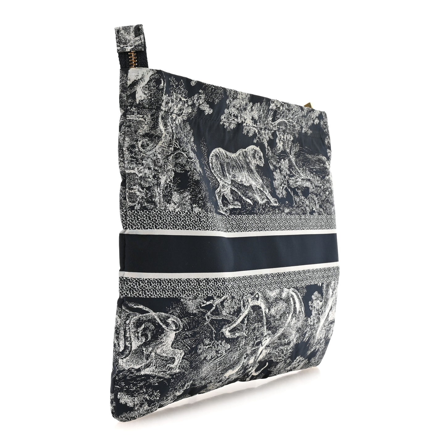 Technical Fabric Toile De Jouy Reverse Diortravel Zipped Pouch Blue Multicolor