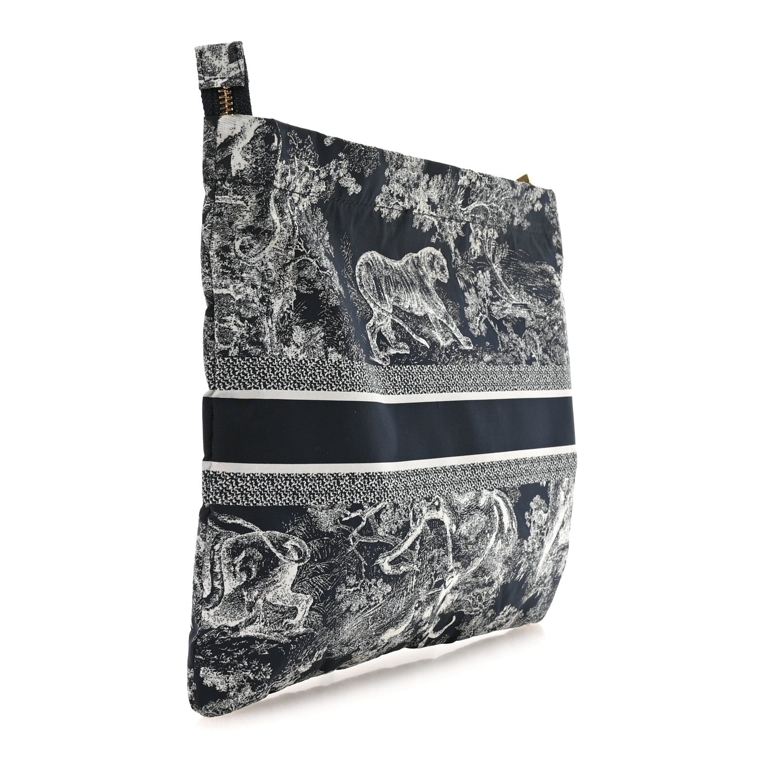 Christian Dior Technical Fabric Toile De Jouy Reverse Diortravel Zipped Pouch Blue Multicolor 3 of 8