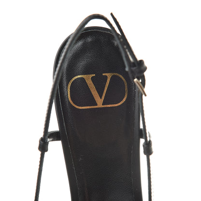 Valentino Garavani Calfskin Tonal Vlogo Slingback 80mm Pumps 37 Black 7 of 9
