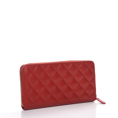 Chanel Caviar Quilted Large Gusset Zip Around Wallet Red 3 of 9