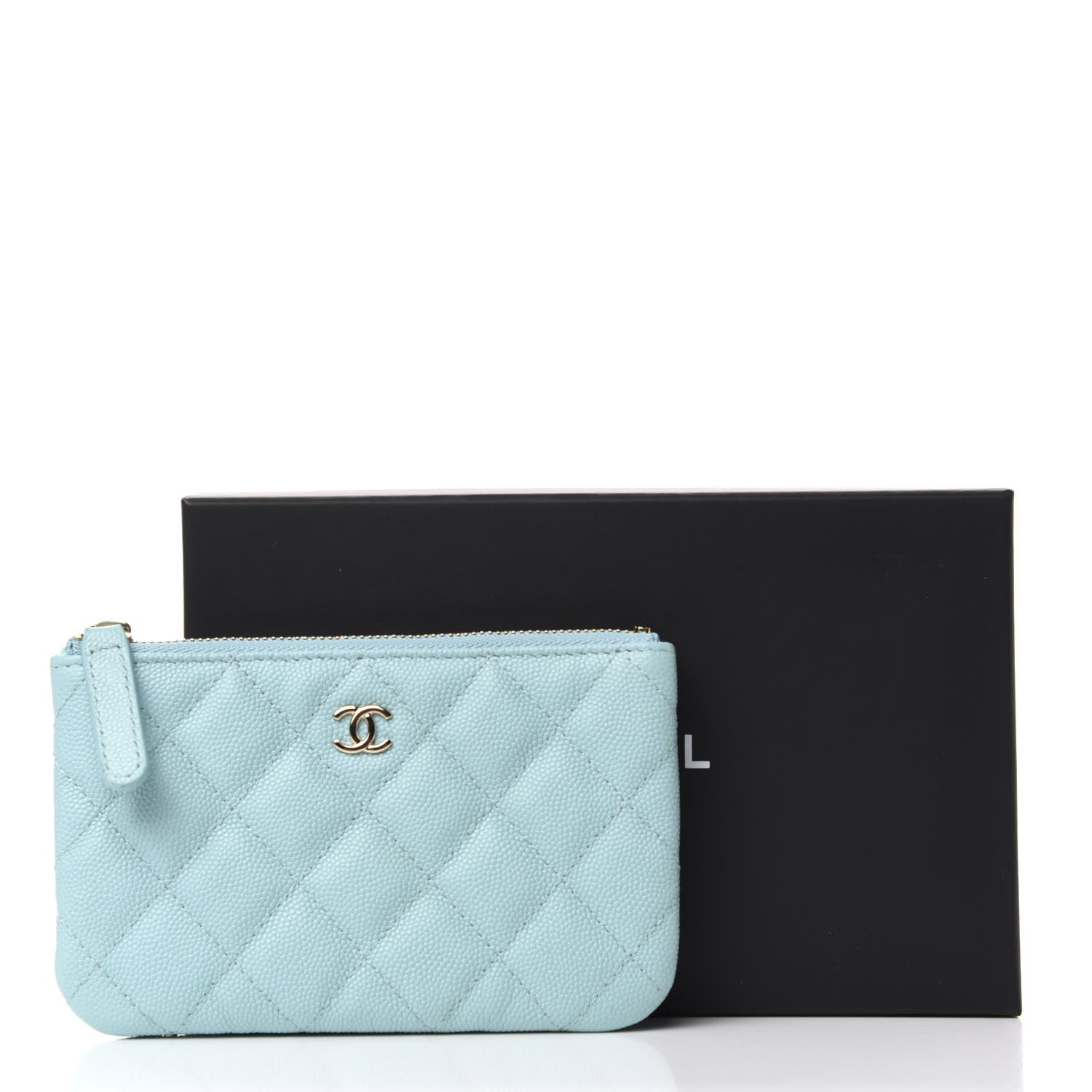 Chanel Caviar Quilted Small Cosmetic Case Light Blue 8 of 8