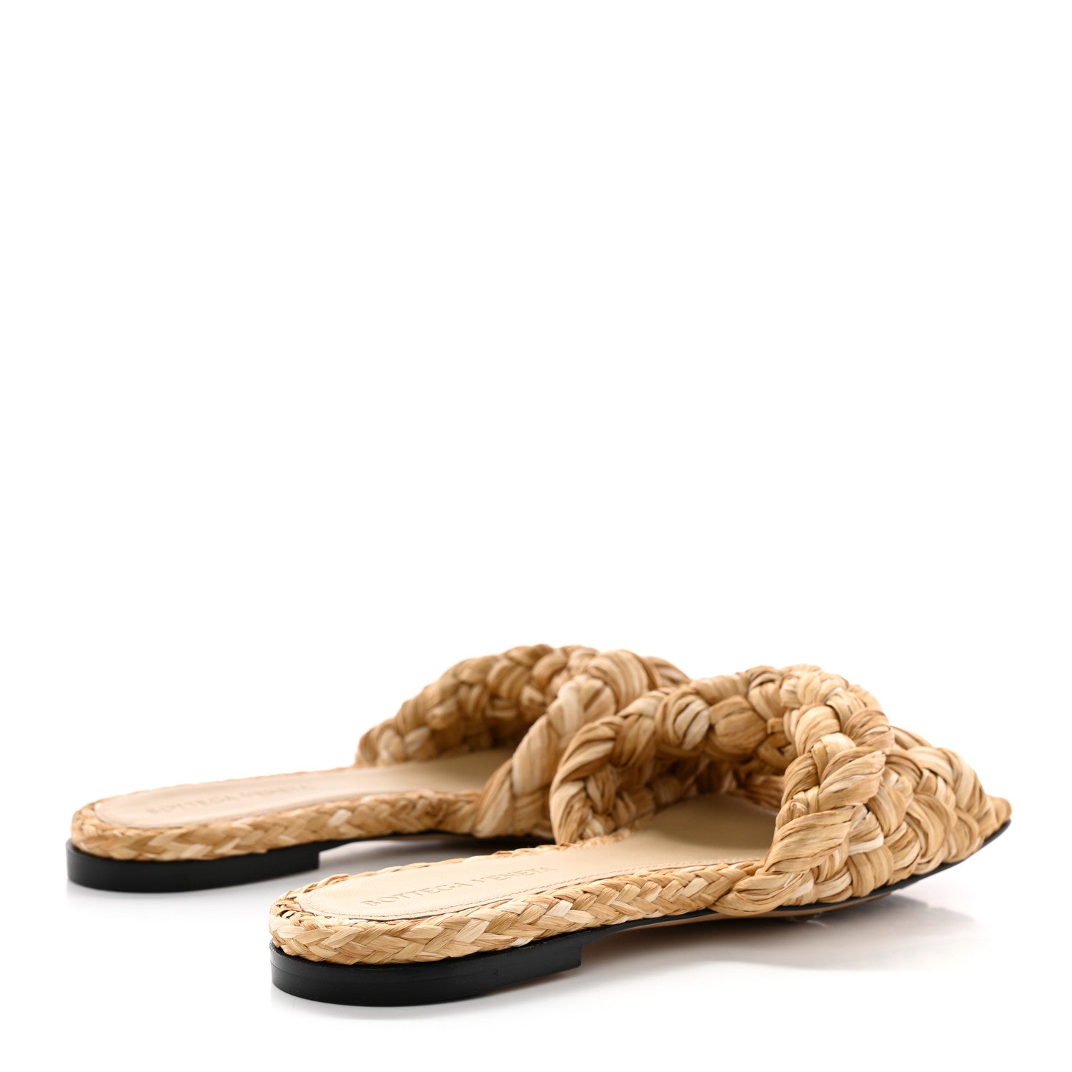 Bottega Veneta Raffia Twisted Intrecciato Stretch Flat Sandals 36 Macadamia 4 of 12