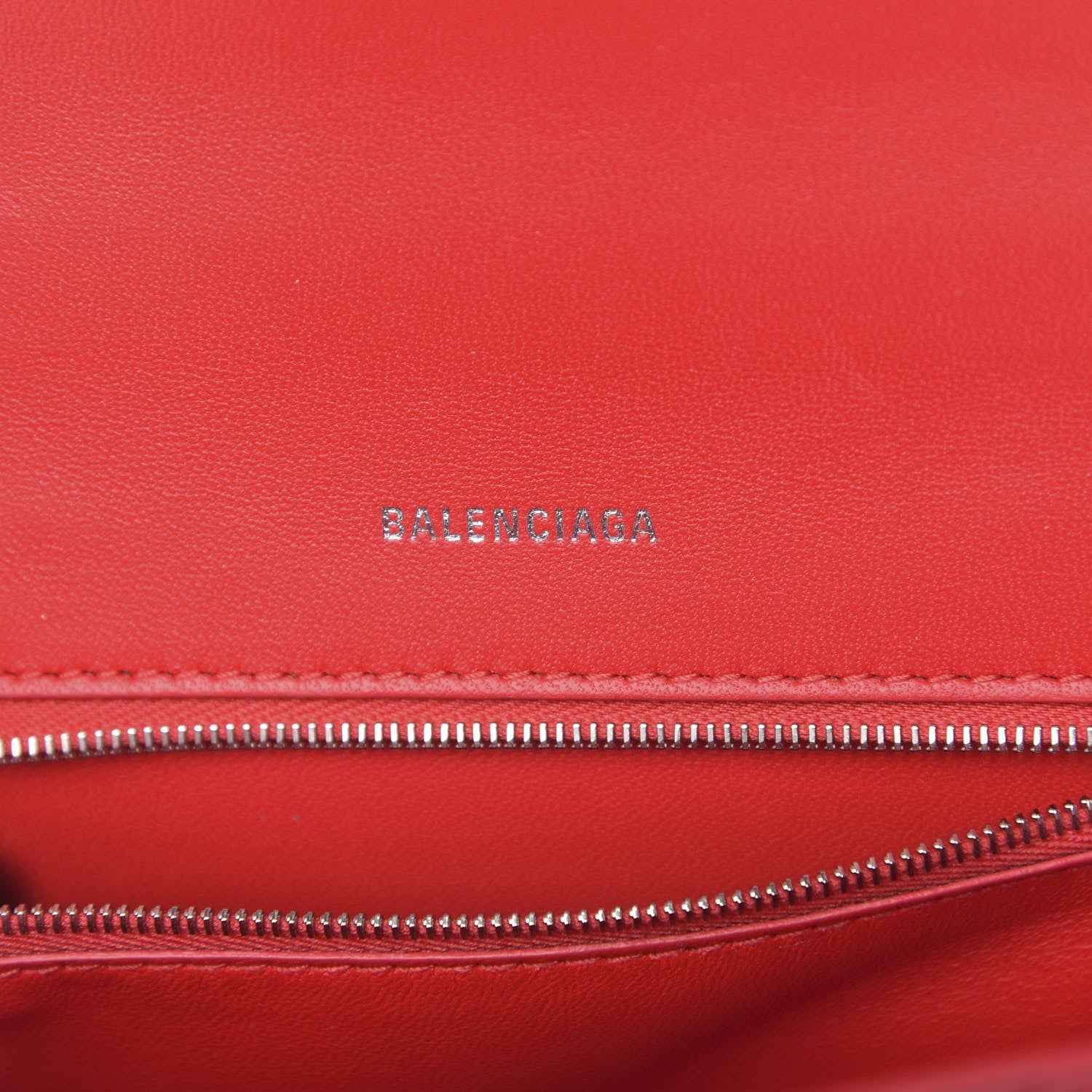 Balenciaga Shiny Calfskin Tonal B Crocodile Embossed Small Hourglass Top Handle Bag Bright Red 6 of 10