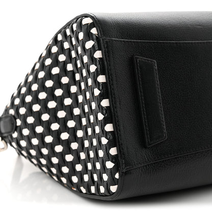Givenchy Sugar Goatskin Woven Small Antigona Black White 9 of 11