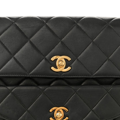 Chanel Lambskin Quilted Double Pocket Shoulder Bag Black 8 of 14