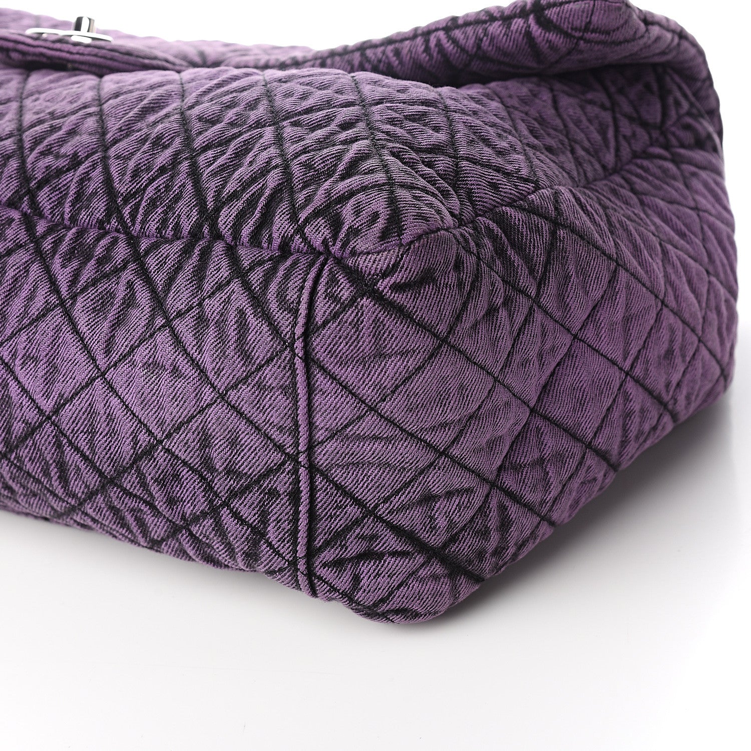 Chanel Denim Quilted Denimpression XXL Flap Purple Black 8 of 9