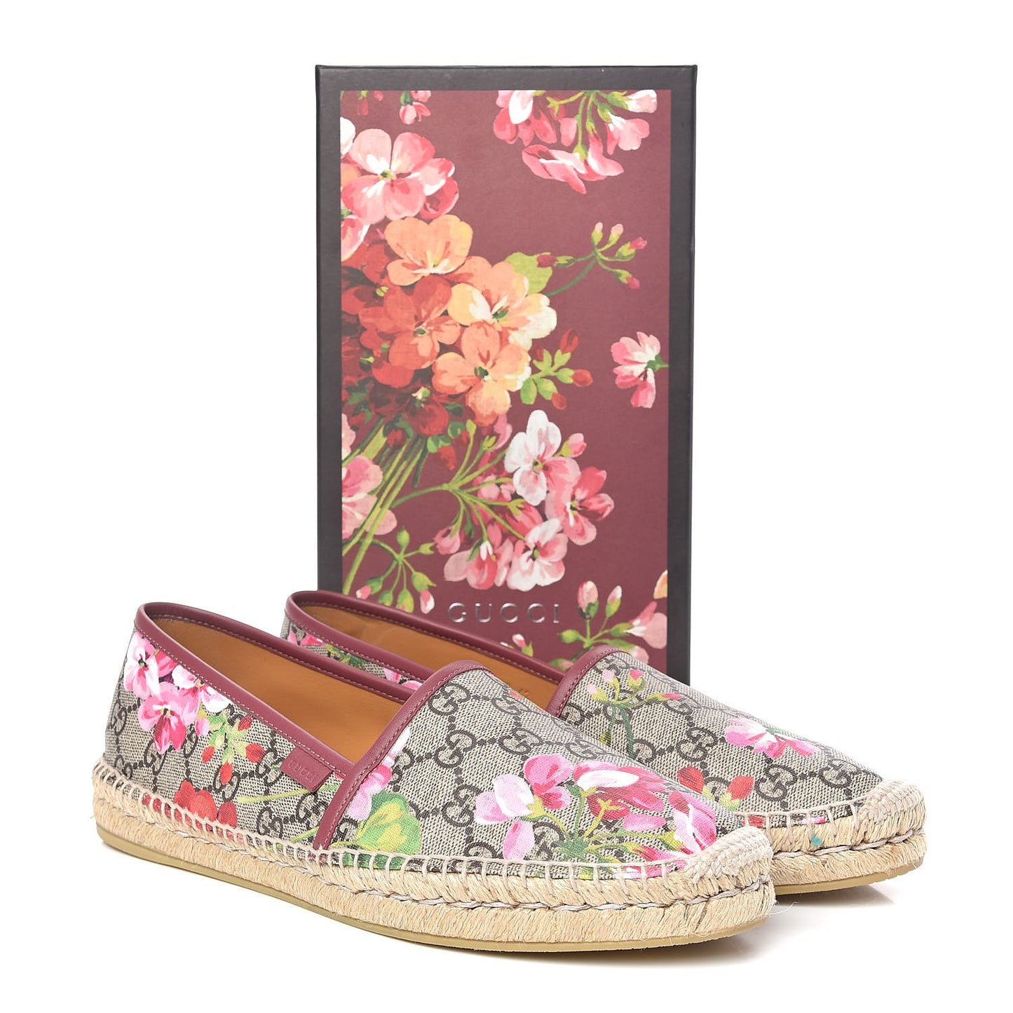 GG Supreme Monogram Blooms Espadrilles 42 Beige Multicolor Dry Rose