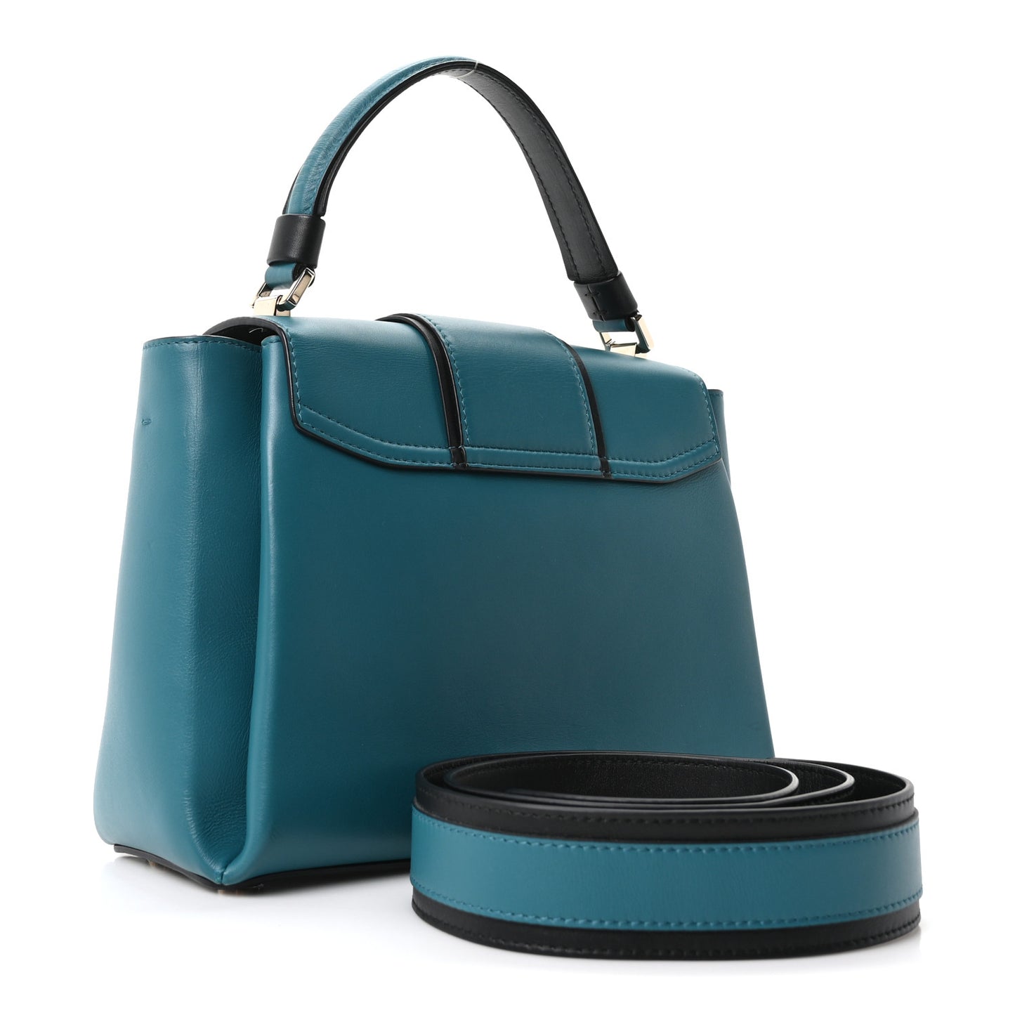 Calfskin Serpenti Viper Top Handle Bag Blue Black