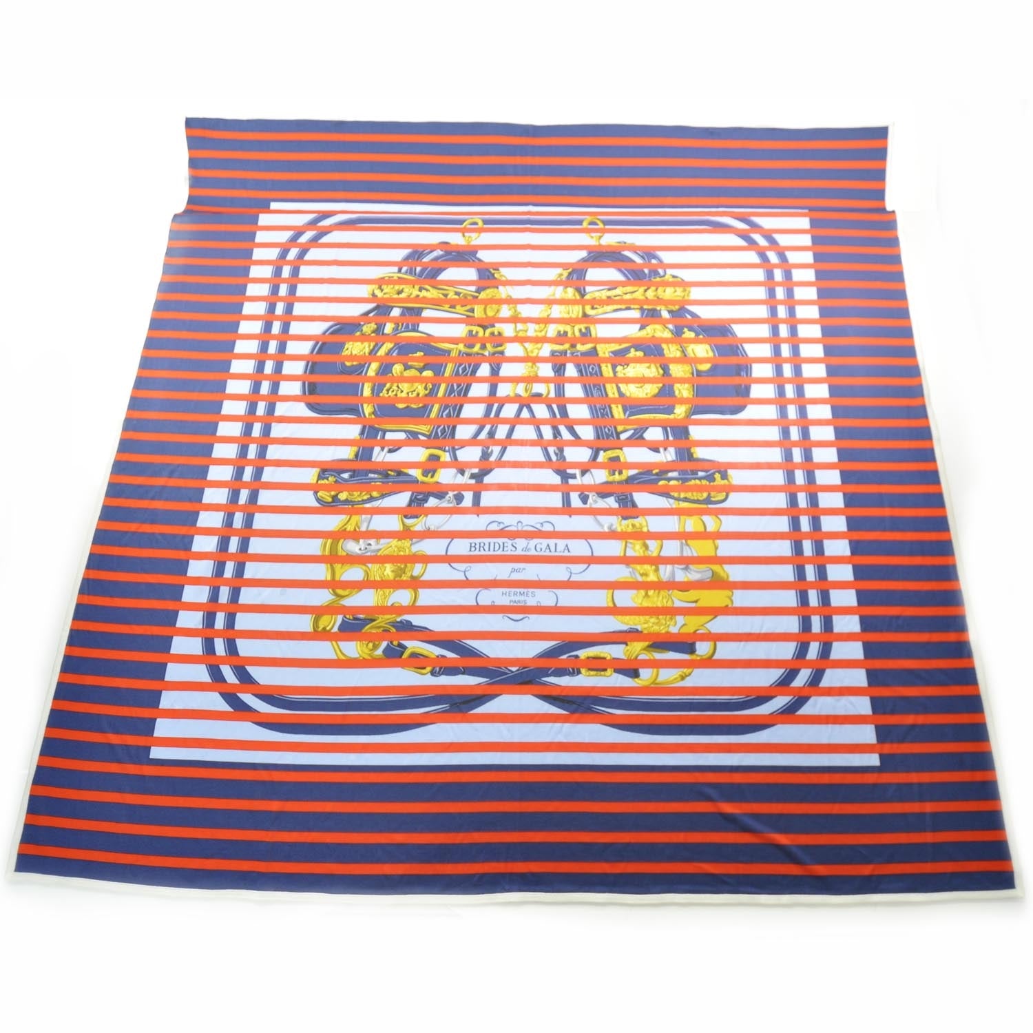 Hermes Silk Jersey Brides De Gala Scarf 90 Bleu 1 of 7