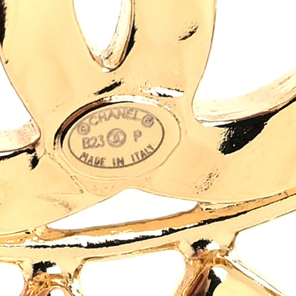 Chanel Metal Crystal CC Drop Heart Link Earrings Gold 4 of 4