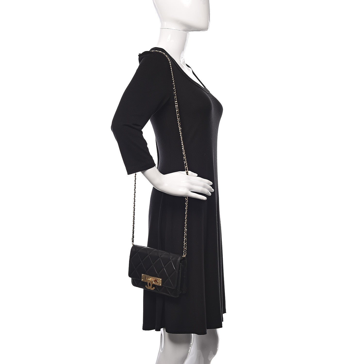 Chanel Lambskin Quilted Golden Class Wallet on Chain WOC Black 2 of 16