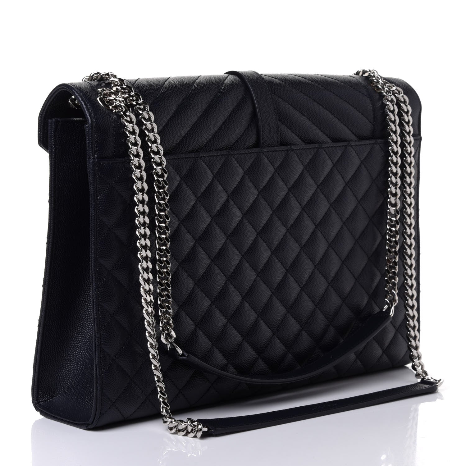 Saint Laurent Grain De Poudre Large Tri-Quilt Monogram Satchel Deep Marine 2 of 4