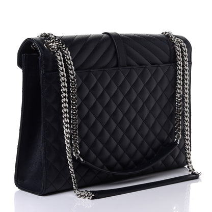 Saint Laurent Grain De Poudre Large Tri-Quilt Monogram Satchel Deep Marine 2 of 4