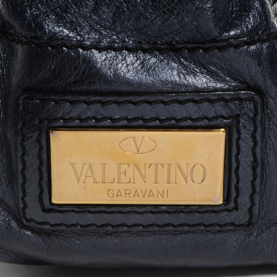 Valentino Garavani Leather Large Histoire Metallic Blue 8 of 9