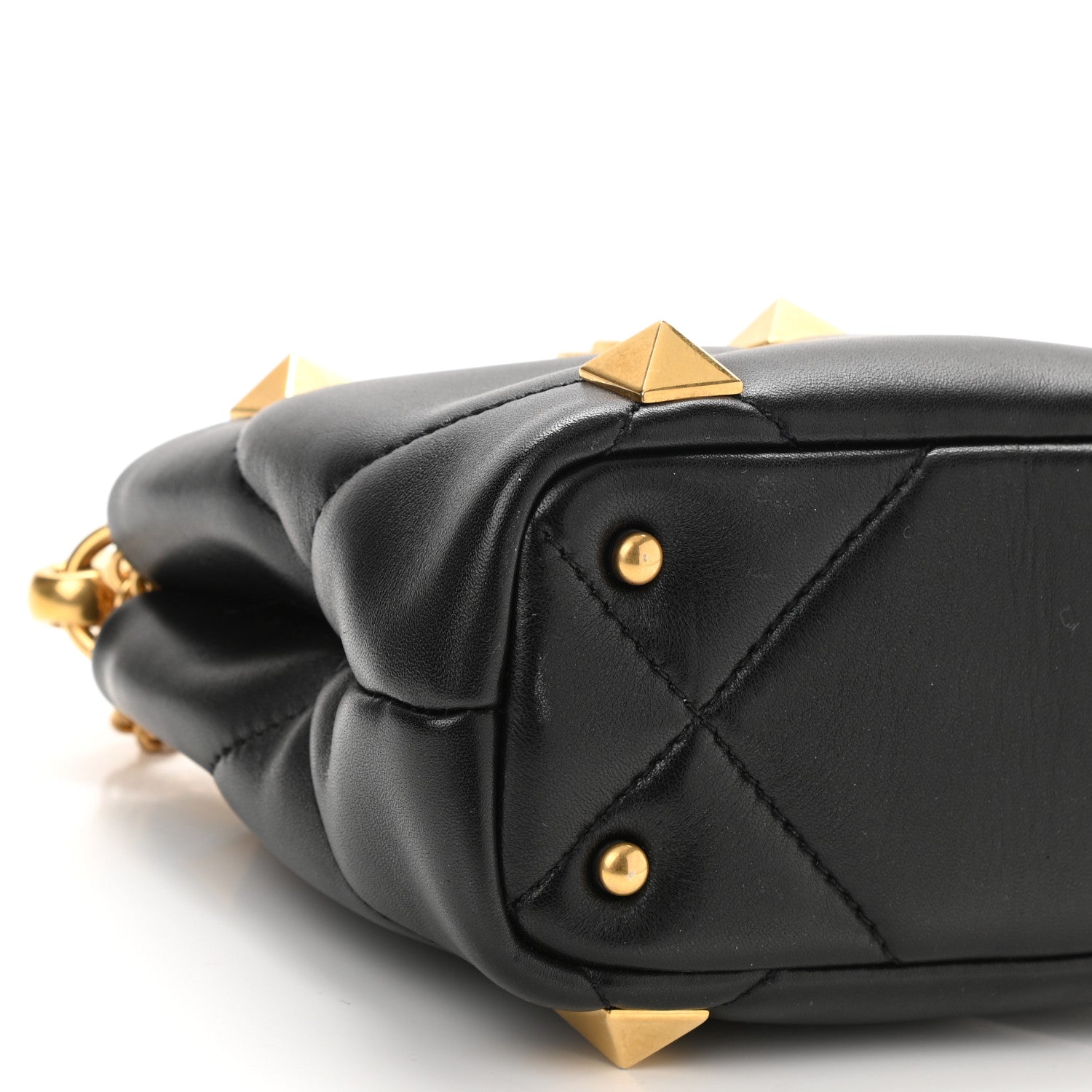 Valentino Garavani Nappa Small Roman Stud The Handle Bag Black 8 of 9