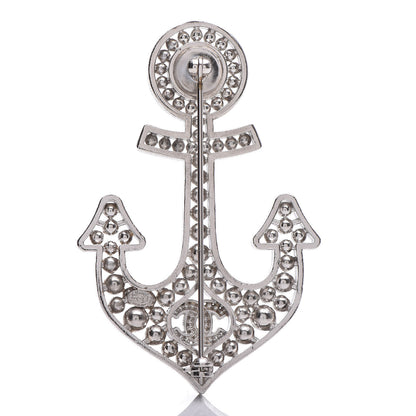 Chanel Crystal Pearl CC Anchor Brooch Silver 3 of 6