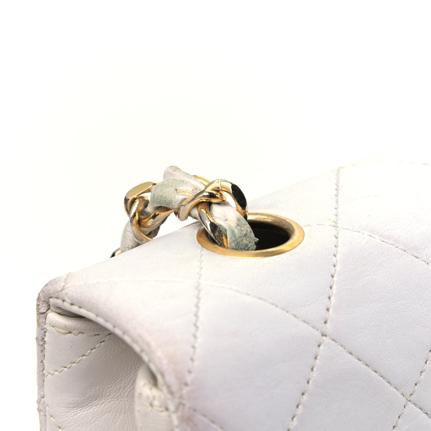 Lambskin Quilted Small Single Flap White