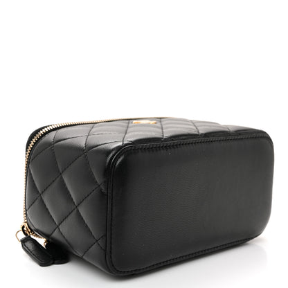 Chanel Lambskin Quilted Pearl Crush Small Vanity Case With Chain Black 4 of 10