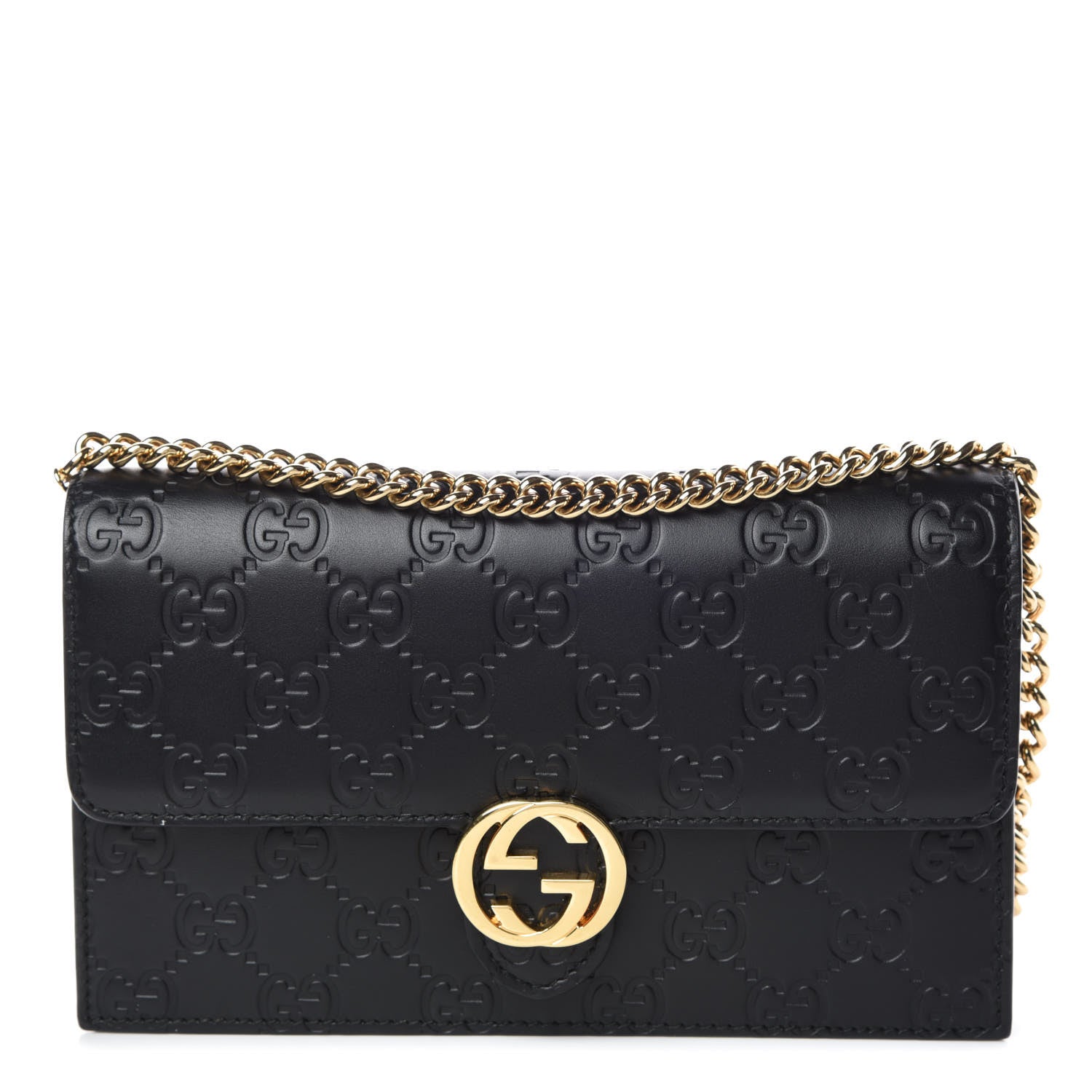 Gucci Guccissima Icon Chain Wallet Black 1 of 9