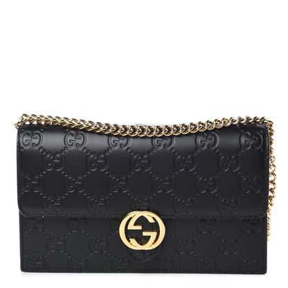 Gucci Guccissima Icon Chain Wallet Black 1 of 9