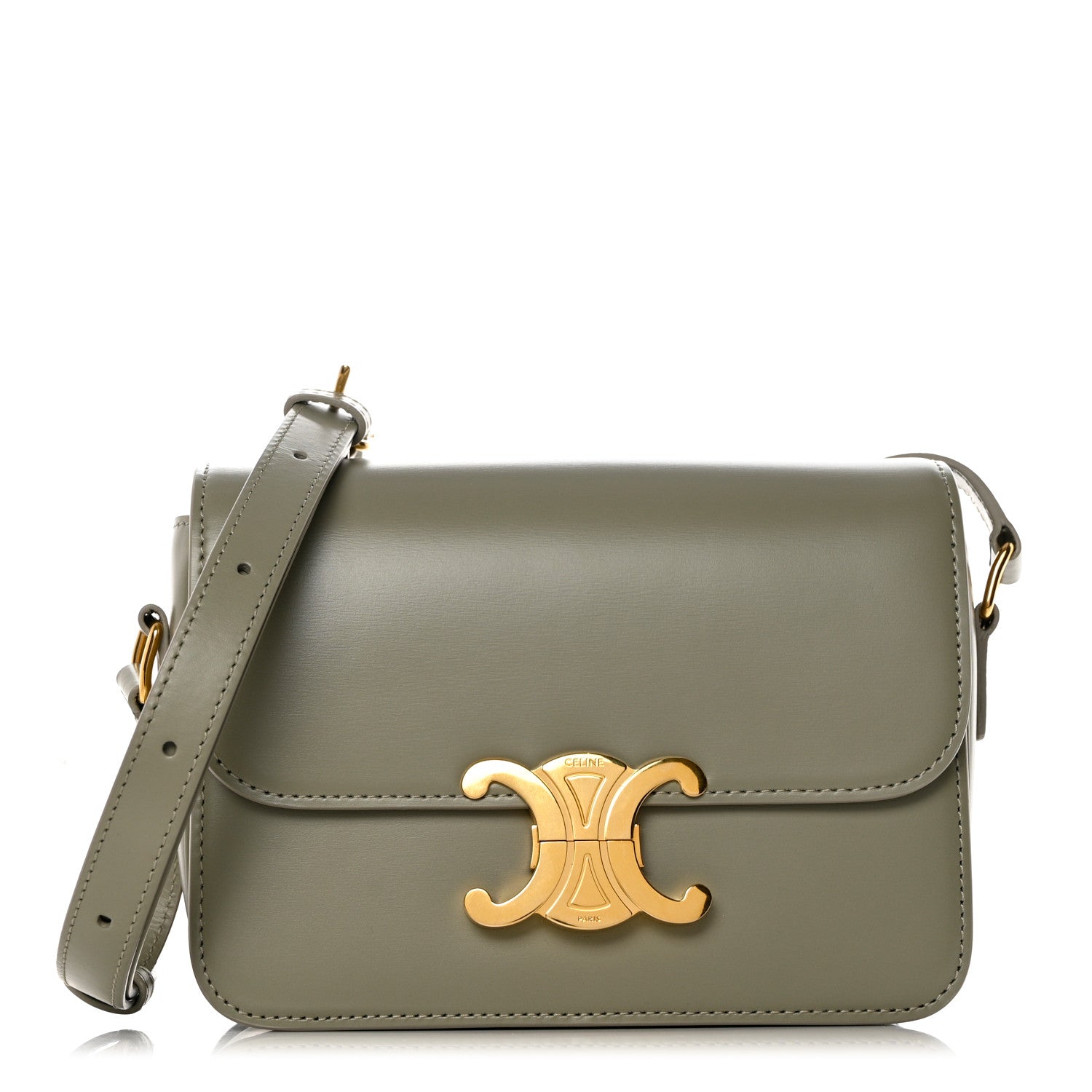 Celine Shiny Calfskin Teen Triomphe Green Clay 1 of 11