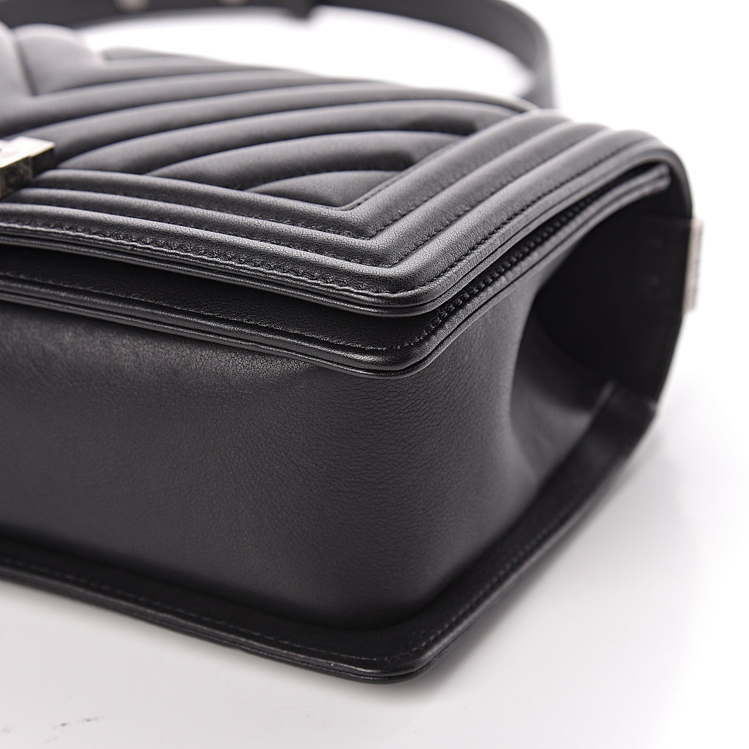 Chanel Calfskin Chevron Quilted Medium Boy Flap Black 10 of 12