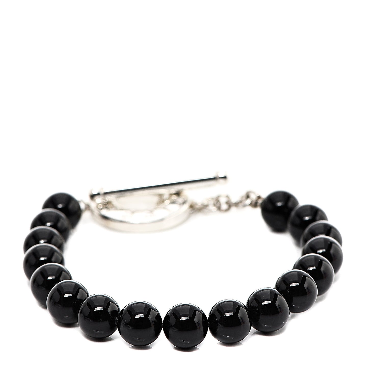 Sterling Silver Black Onyx Bead Toggle Bracelet