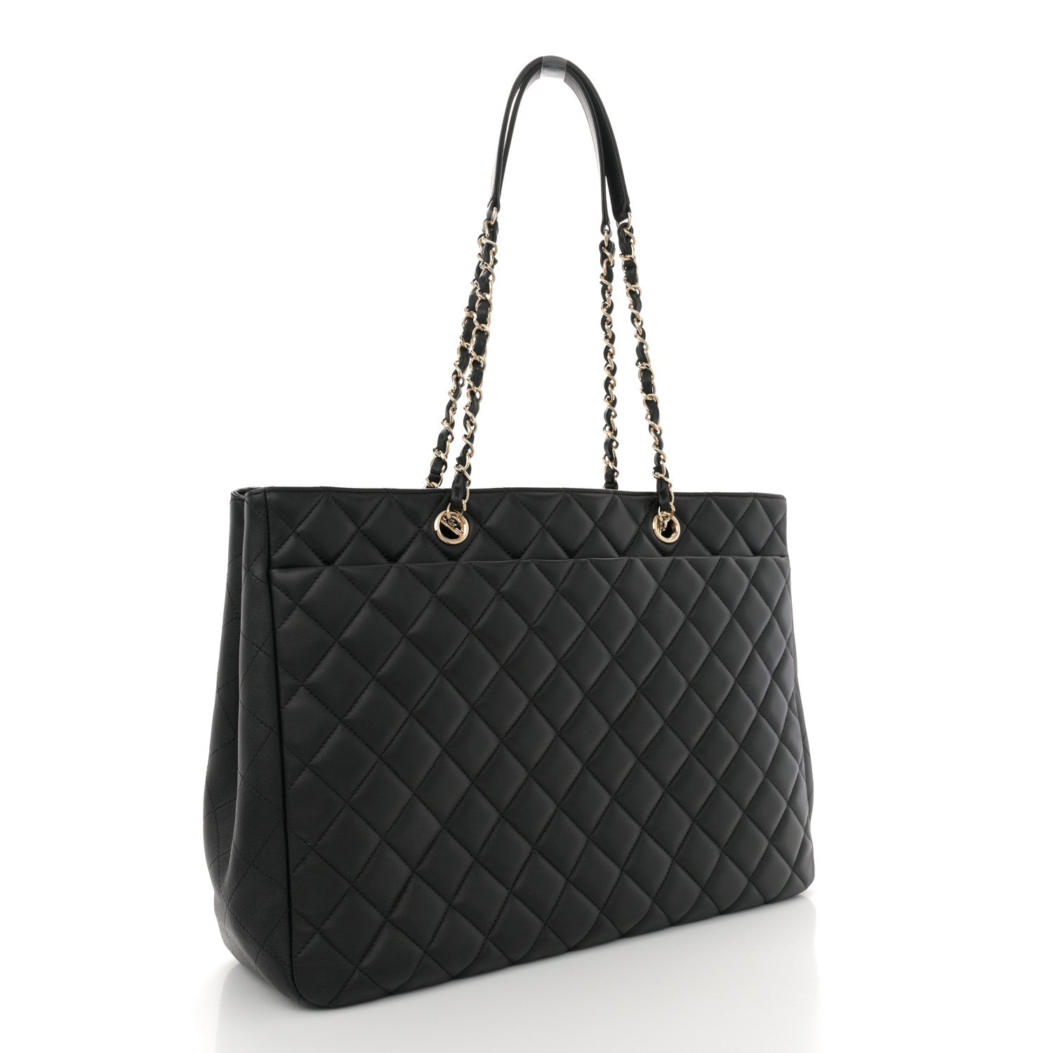 Chanel Calfskin Quilted Large CC Shopping Tote  Black 3 of 12