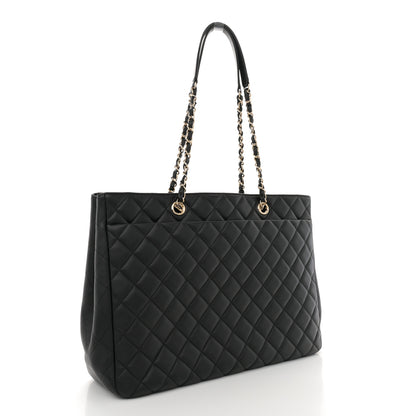 Chanel Calfskin Quilted Large CC Shopping Tote  Black 3 of 12
