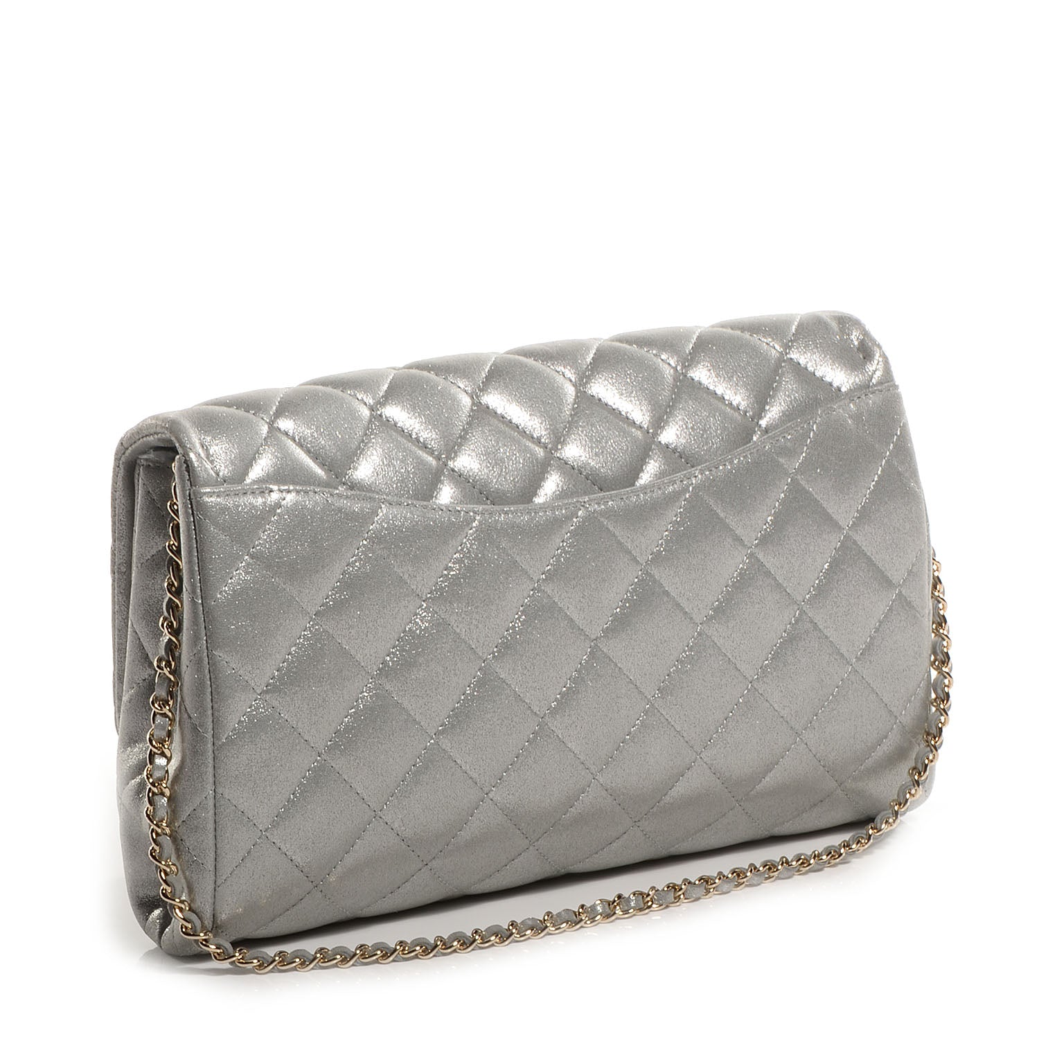 Chanel Iridescent Calfskin Clutch With Chain Flap Silver 3 of 8