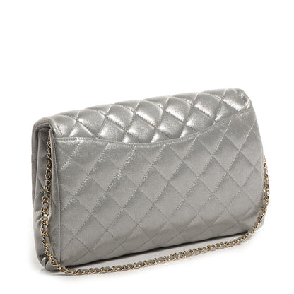 Chanel Iridescent Calfskin Clutch With Chain Flap Silver 3 of 8