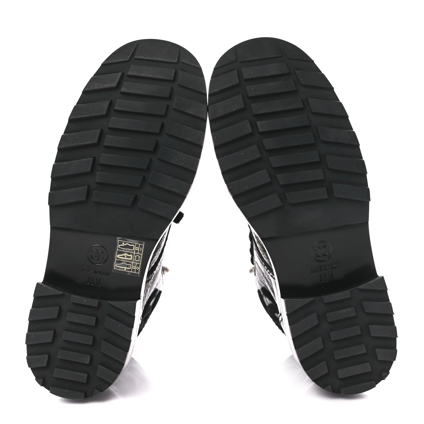 Shiny Calfskin Velvet Pearl Combat Short Boots 36.5 Black