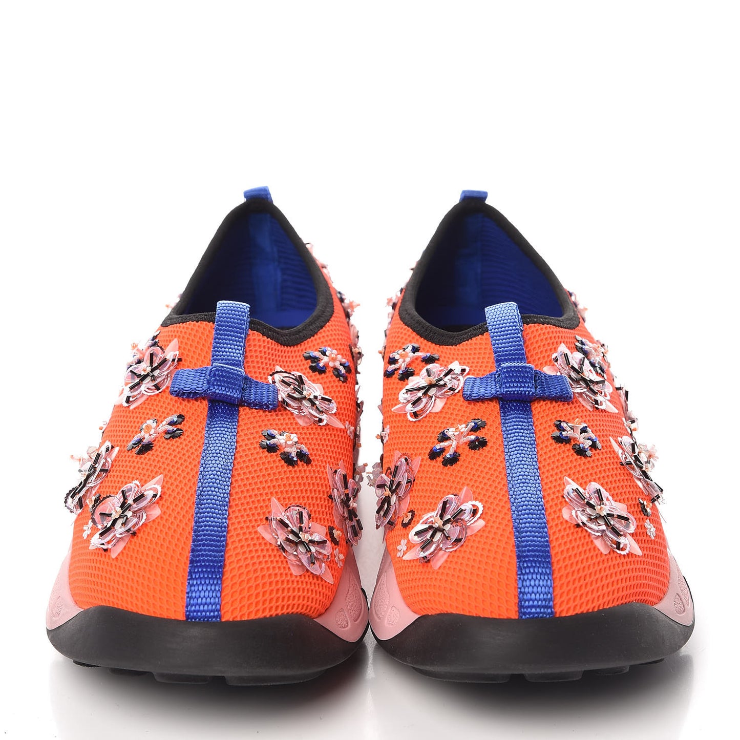 Technical Canvas Embellished Dior Fusion Sneakers 40 Orange Fluo