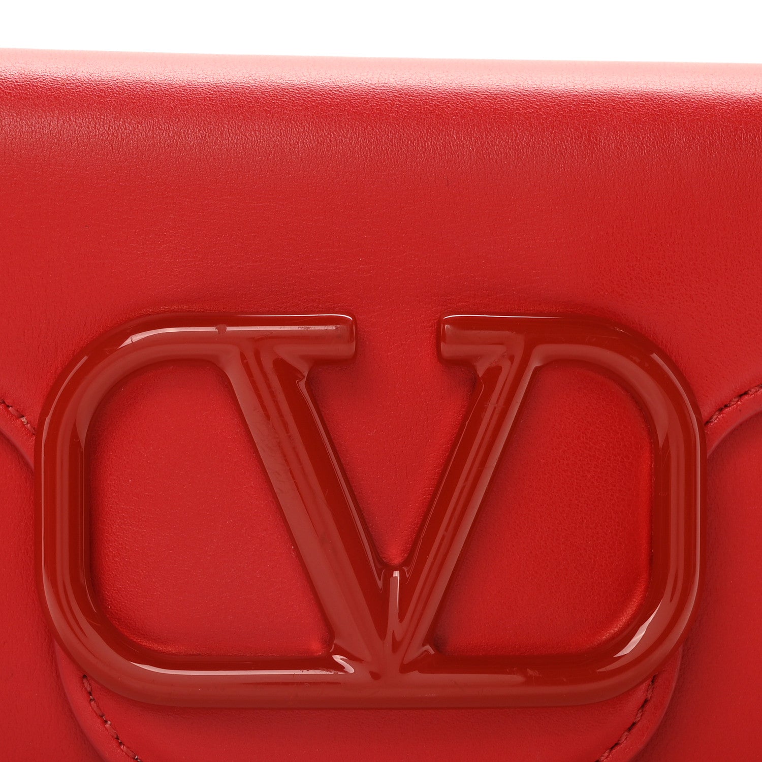 Valentino Garavani Calfskin Enamel Vlogo Small Loco Shoulder Bag Rouge Pur 7 of 9