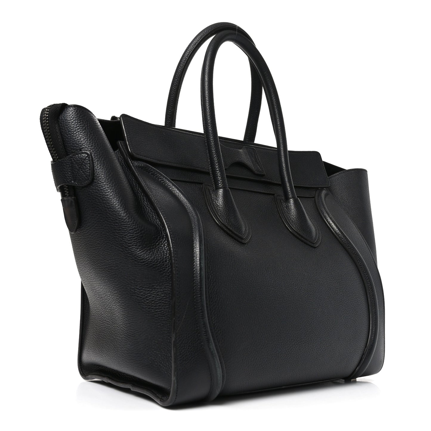 Drummed Calfskin Mini Luggage Black
