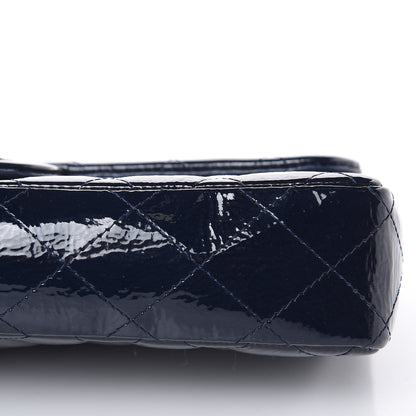 Chanel Distressed Patent Quilted East West Flap Navy Blue 10 of 15