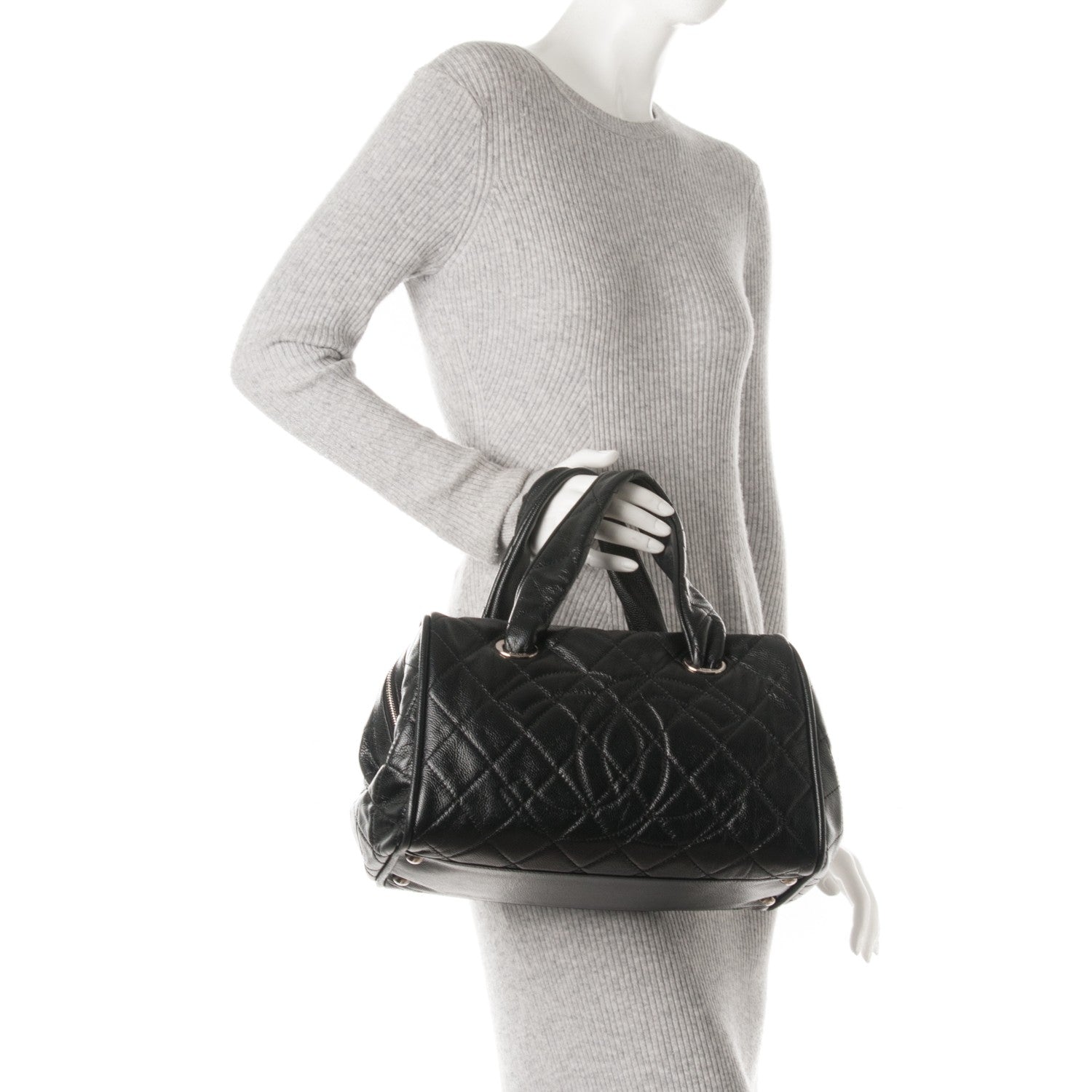 Chanel Caviar Quilted CC Timeless Bowler Black 2 of 7