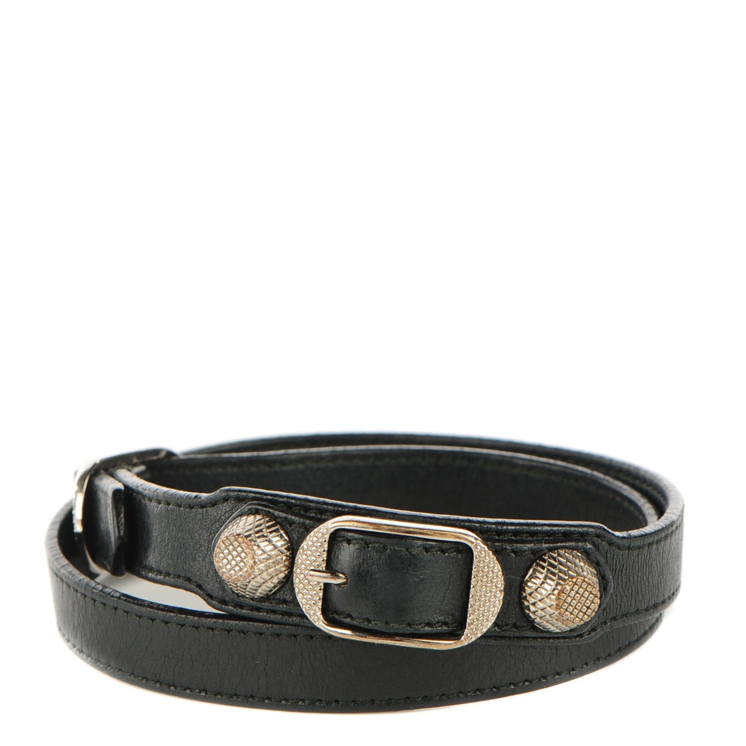 Balenciaga Agneau Giant Silver Hardware Triple Tour L Bracelet Black 1 of 6