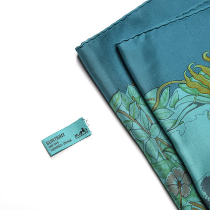 Hermes Silk Dip Dye Jungle Love Scarf 90 Menthol Canard Ocre 10 of 11